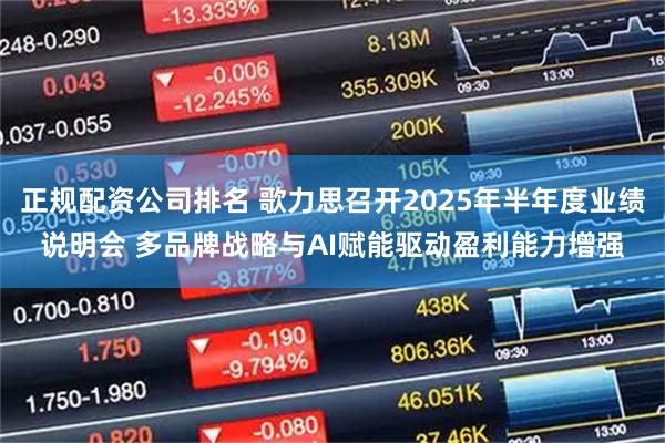 正规配资公司排名 歌力思召开2025年半年度业绩说明会 多品牌战略与AI赋能驱动盈利能力增强